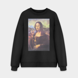 Мужской свитшот oversize без начеса хлопок Мона Лиза с кальяном