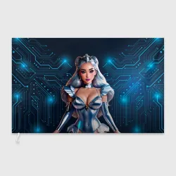 Флаг 3D Блондинка с аппетитными формами  в блестящем костюме