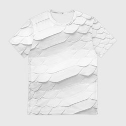 Мужская футболка 3D Белая чешуя змеи