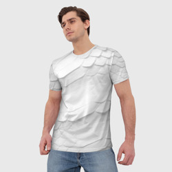 Мужская футболка 3D Белая чешуя змеи - фото 2