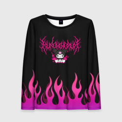 Женский лонгслив 3D Розовый огонь Куроми
