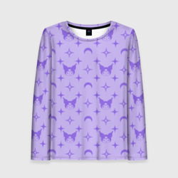Женский лонгслив 3D Куроми фиолетовый паттерн