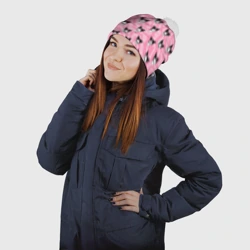 Шапка 3D c помпоном Розовый паттерн Куроми - фото 2