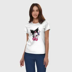 Женская пижама с белой футболкой хлопок Куроми в платье - фото 2