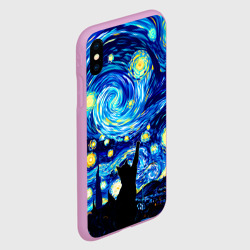 Чехол для iPhone XS Max матовый Кот ловит звезды Вангога  - фото 2