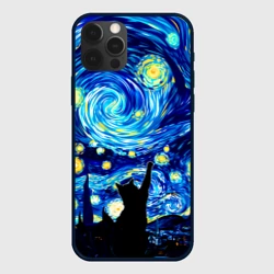 Чехол для iPhone 12 Pro Max Кот ловит звезды Вангога