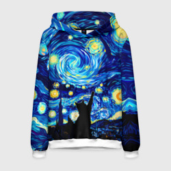 Мужская толстовка 3D Кот ловит звезды Вангога 