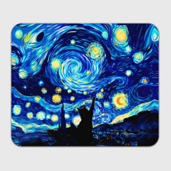 Прямоугольный коврик для мышки Кот ловит звезды Вангога 