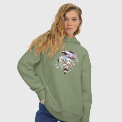 Женское худи Oversize хлопок Медуза не умеет плавать в ночи - фото 2