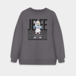 Женский свитшот oversize без начеса хлопок Jelee-chan медуза не умеет плавать в ночи