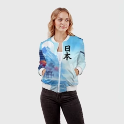 Женский бомбер 3D Японский морской пейзаж - нейроарт - фото 2