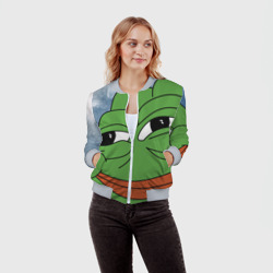 Женский бомбер 3D Хитрый лягушонок Пепе - фото 2