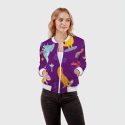 Женский бомбер 3D Динозаврики паттерн - no rules - фото 2