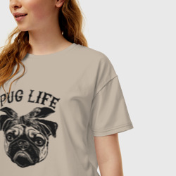 Женская футболка хлопок Oversize Pug life - мопс хулиган - фото 2
