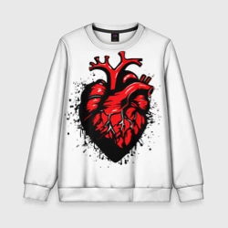 Детский свитшот 3D Черно-красное сердце настоящее