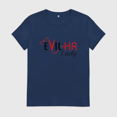 Женская футболка хлопок с принтом HR Lady devil, вид спереди #2