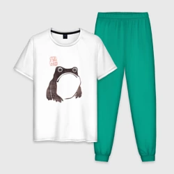 Мужская пижама с белой футболкой хлопок Мацумото Ходжи - жаба живопись