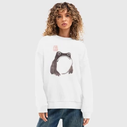 Женский свитшот oversize без начеса хлопок Мацумото Ходжи - жаба живопись - фото 2
