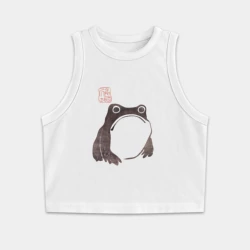 Женская укороченная майка-топ хлопок Мацумото Ходжи - жаба живопись