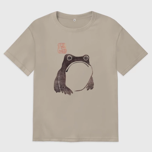 Женская футболка хлопок Oversize с принтом Мацумото Ходжи - жаба живопись, вид спереди #2