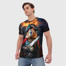 Мужская футболка 3D Капибара - король пиратов  - фото 2