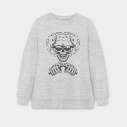 Женский свитшот oversize без начеса хлопок Череп и вейп