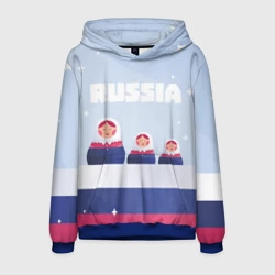 Мужская толстовка 3D Флаг России и матрешки