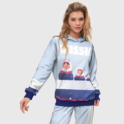 Женский костюм с толстовкой 3D Флаг России и матрешки - фото 2