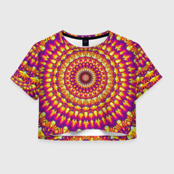 Женская футболка Crop-top 3D Мандала пурпурного пламени
