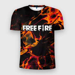 Мужская футболка 3D Slim Free Fire red lava