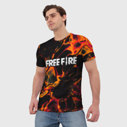 Мужская футболка 3D Free Fire red lava - фото 2