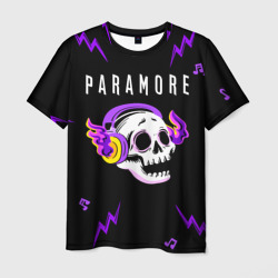 Мужская футболка 3D Paramore неоновый череп