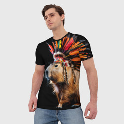 Мужская футболка 3D Капибара индеец - фото 2