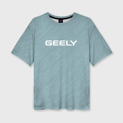 Женская футболка oversize 3D Geely серо-бирюзовый