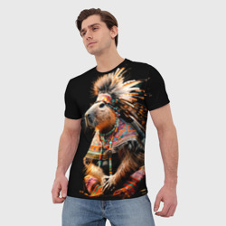 Мужская футболка 3D Капибара этнический индеец  - фото 2
