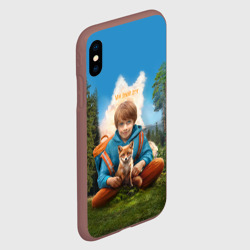 Чехол для iPhone XS Max матовый Мальчик и Лисёнок - Мой дикий друг - фото 2