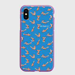 Чехол для iPhone XS Max матовый Паттерн лисёнок - Мой дикий друг