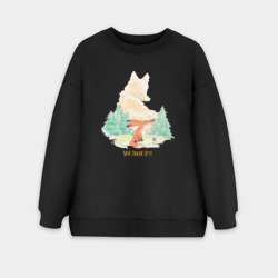 Женский свитшот oversize без начеса хлопок Маленький лисенок - Мой дикий друг