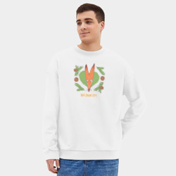 Мужской свитшот oversize без начеса хлопок Милый лис - Мой дикий друг - фото 2
