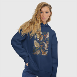 Женское худи Oversize хлопок Разные совы и цветы - фото 2