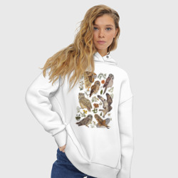 Женское худи Oversize хлопок Разные совы и цветы - фото 2