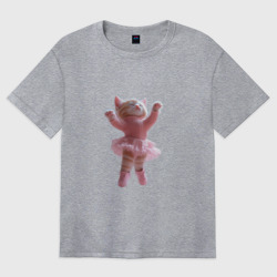 Женская футболка хлопок Oversize Кошечка балерина