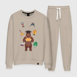 Женский костюм хлопок Медведь с балалайкой в ушанке и матрёшка