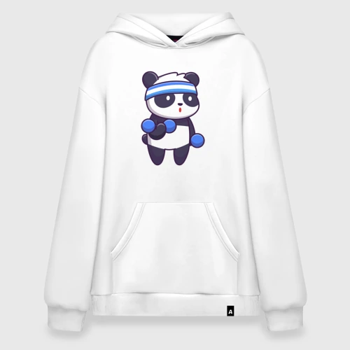 Худи SuperOversize хлопок Панда в спортзале