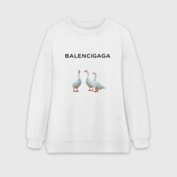 Женский свитшот oversize без начеса хлопок Гуси - Balencigaga