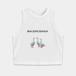 Женская укороченная майка-топ хлопок Гуси - Balencigaga