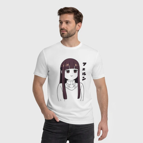 Мужская футболка хлопок с принтом Ферн - Фрирен, фото на моделе #1