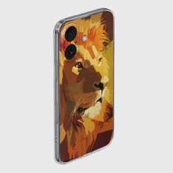 Чехол для iPhone 16 силиконовый с защитой камеры Лев - поп арт лоу-поли голова - фото 2