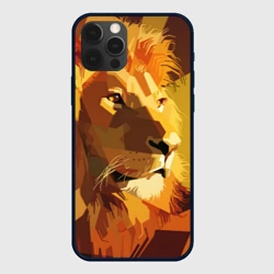 Чехол для iPhone 12 Pro Лев - поп арт лоу-поли голова