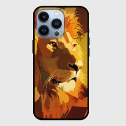 Чехол для iPhone 13 Pro Лев - поп арт лоу-поли голова